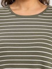 Yours Curve Green Stripe Swing Top - Image 4 of 5