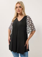 Yours Curve Contrast Sleeve Blouse - Imaginea 1 din 5