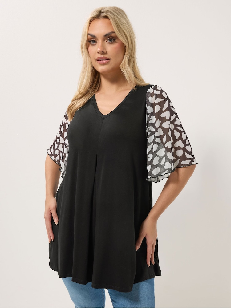 Yours Curve Contrast Sleeve Blouse - Imaginea 1 din 5