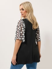 Yours Curve Contrast Sleeve Blouse - Imaginea 3 din 5