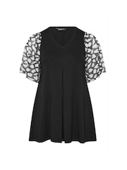 Yours Curve Contrast Sleeve Blouse - Imaginea 5 din 5