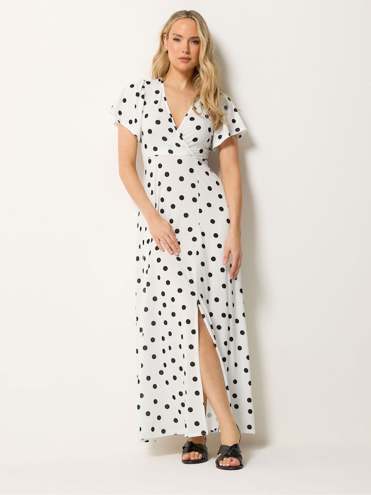 Long Tall Sally White Spot Wrap Maxi Dress - Image 1 of 5