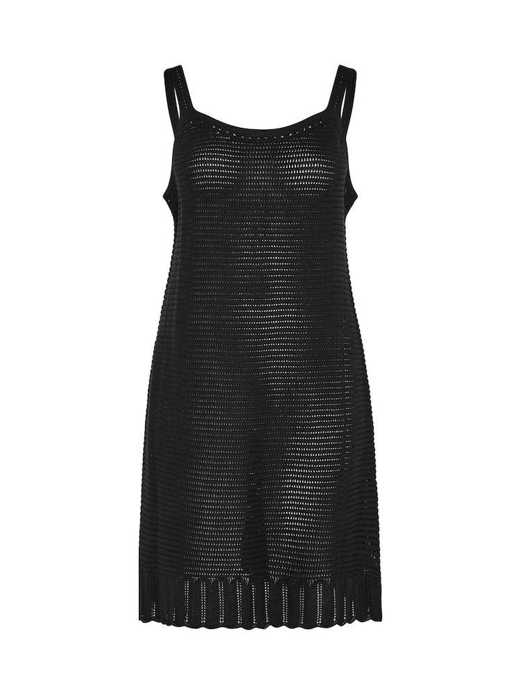 Yours Curve Black Crochet Swing Beach Dress - Image 2 of 2 Yours Curve Black Crochet Swing Beach Dress - Image 2 of 2