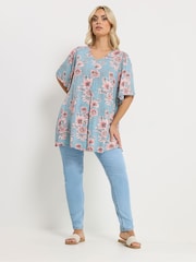 Yours Curve Blue Pleated Front Top - Image 2 of 5