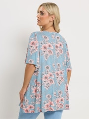 Yours Curve Blue Pleated Front Top - Image 3 of 5