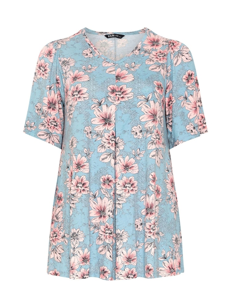 Yours Curve Blue Pleated Front Top - Image 5 of 5