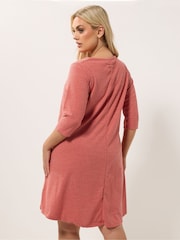 Yours Curve Orange Ribbed Drape Pocket Dress - Image 2 of 5