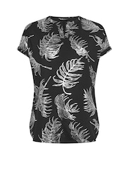 Yours Curve Leaf Print Notch Neck Top - Bild 5 von 5