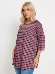 Yours Curve Pink Check Side Button Detail Top - Image 1 of 6