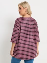 Yours Curve Pink Check Side Button Detail Top - Image 4 of 6