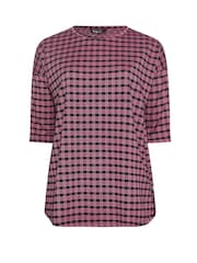 Yours Curve Pink Check Side Button Detail Top - Image 6 of 6