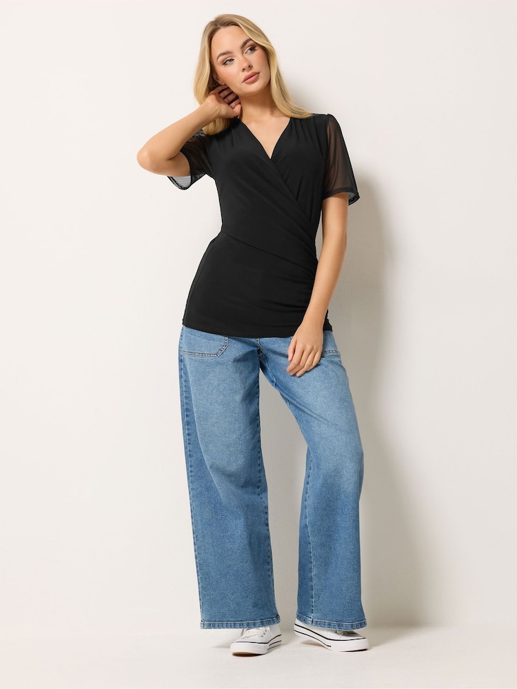 M&Co Black Short Sleeve  Wrap Top - Image 2 of 5