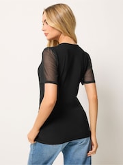 M&Co Black Short Sleeve  Wrap Top - Image 3 of 5