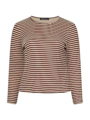Yours Curve Chocolate Brown & Cream Limited Collection Stripe Printed Ribbed Top - Image 5 of 5