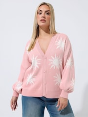 Yours Curve Pink Limited Balloon Sleeve Cardigan - Image 1 of 6