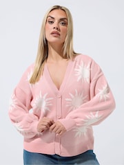 Yours Curve Pink Limited Balloon Sleeve Cardigan - Image 2 of 6