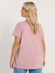 Yours Curve Pink Placement Core T-Shirt - Image 3 of 5