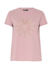 Yours Curve Pink Placement Core T-Shirt - Image 5 of 5