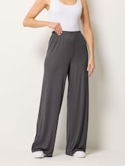 Long Tall Sally Grey Ribbed Wide Leg Trousers - Image 2 of 4