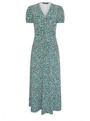 M&Co Green Ditsy Floral Maxi Wrap Dress - Image 2 of 2