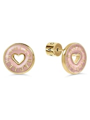 Radley Radley 18ct Gold Plated Carnation Enamel Heart Cut Out Earrings - Bild 1 von 4