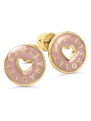 Radley Radley 18ct Gold Plated Carnation Enamel Heart Cut Out Earrings - Bild 2 von 4