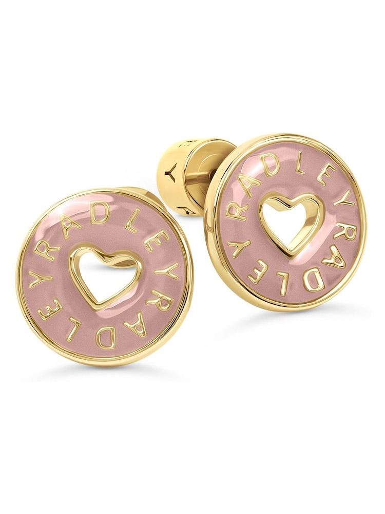 Radley Radley 18ct Gold Plated Carnation Enamel Heart Cut Out Earrings - Bild 2 von 4