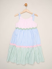 Miss Pink Gingham Dress With Scalloped Detail - Image 1 of 3