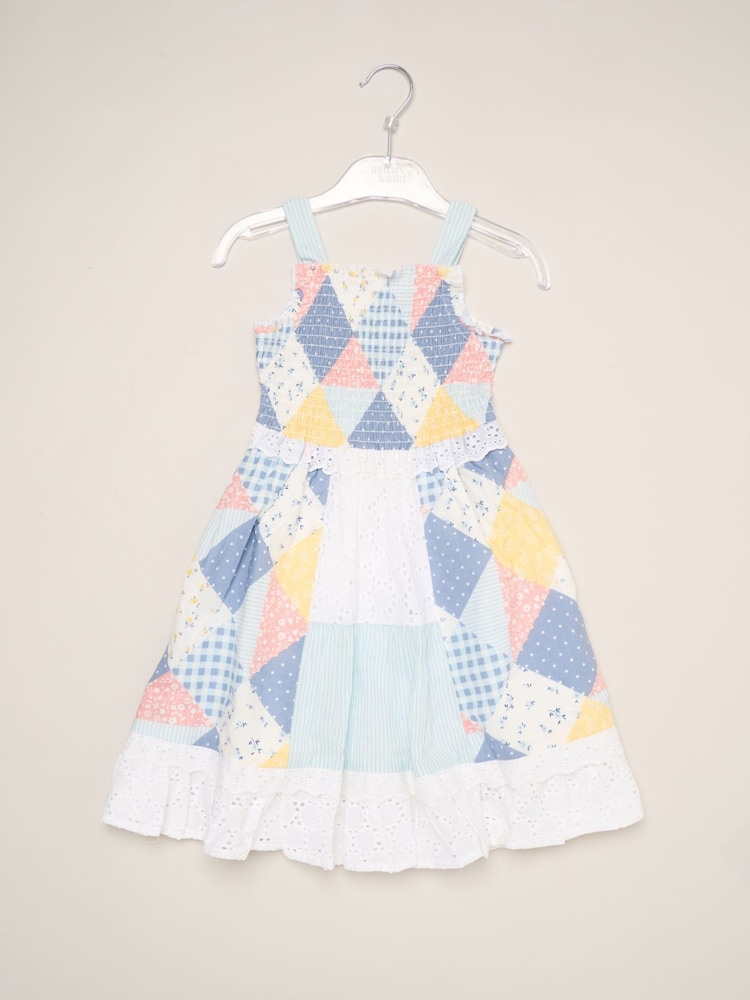 Miss Blue Gingham Patchwork And Broderie Dress - Image 2 of 3 Miss Blue Gingham Patchwork And Broderie Dress - Image 2 of 3