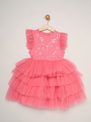 Miss Pink Embellished Floral Sequin Tulle Dress - Image 1 of 3