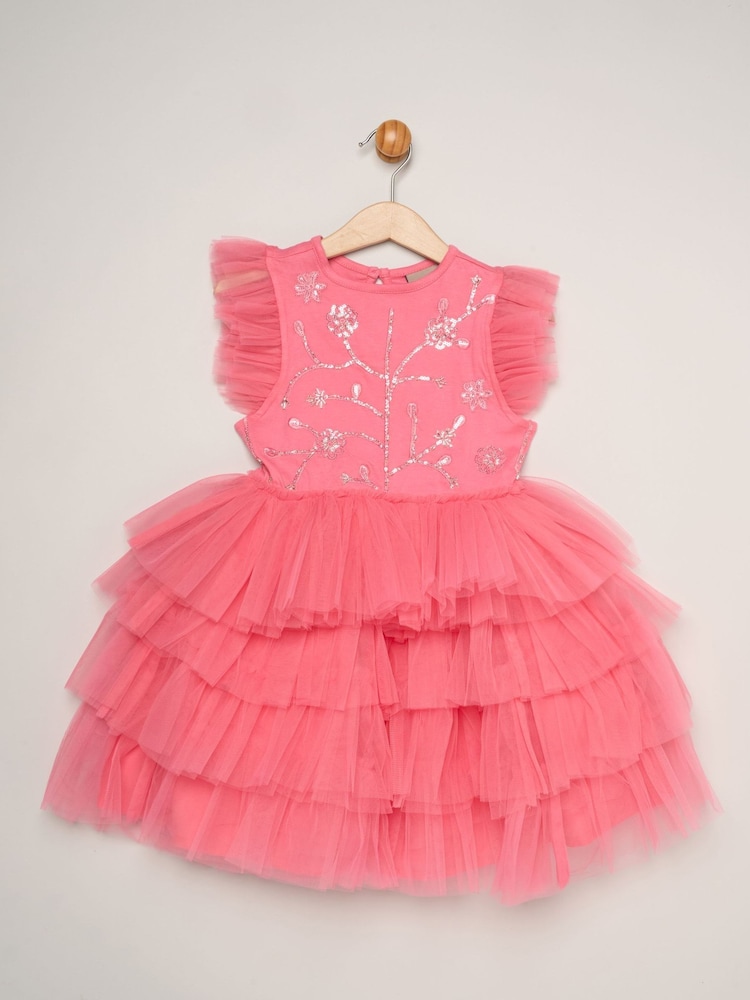 Miss Pink Embellished Floral Sequin Tulle Dress - Image 1 of 3 Miss Pink Embellished Floral Sequin Tulle Dress - Image 1 of 3