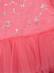 Miss Pink Embellished Floral Sequin Tulle Dress - Image 3 of 3