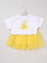 Miss Yellow Bow Applique Short Sleeve T-Shirt And Tutu Skirt Outfit Set - Image 2 of 5