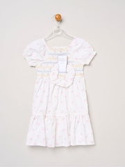 Miss White Butterfly Embroidered Smocked Dress With Scrunchie Set - Image 5 of 5