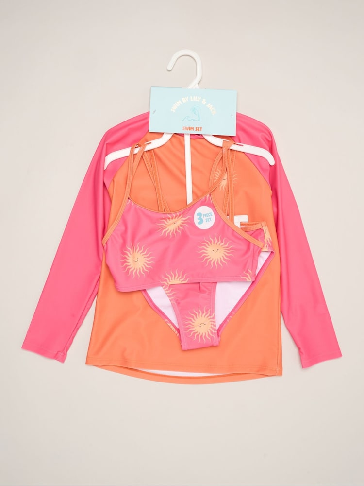 Miss Pink Sun Printed Bikini With Rash Guard - Image 2 of 6