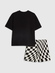 River Island Black Checkerboard T-Shirt And Shorts Set - Image 2 of 5