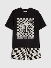 River Island Black Checkerboard T-Shirt And Shorts Set - Image 3 of 5