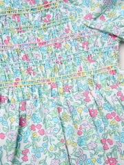 Miss Blue Floral Embroidered Smocked Dress With Scrunchie Set - Image 3 of 5