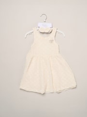 Miss White Textured Dress And Headband Outfit Set - Image 2 of 5