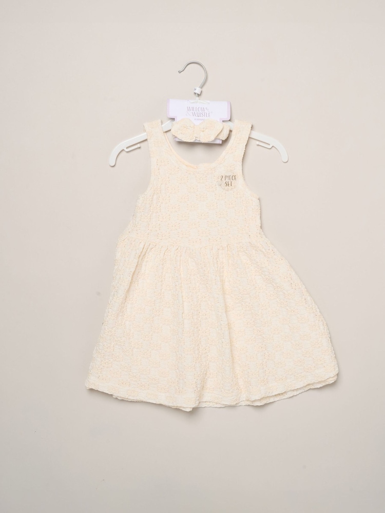 Miss White Textured Dress And Headband Outfit Set - Image 2 of 5