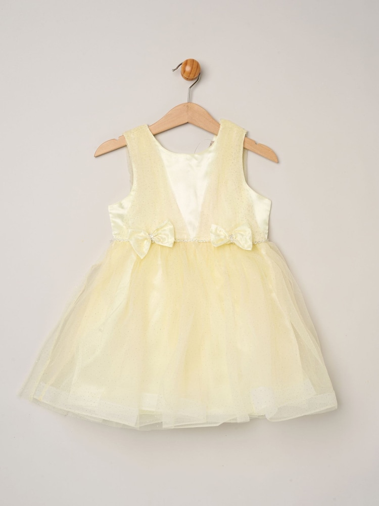 Miss White Tulle Dress With Rhinestone And Bows Set - Image 1 of 3 Miss White Tulle Dress With Rhinestone And Bows Set - Image 1 of 3