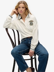 أبيض - بلوزة رغبي بشعار Crest من Superdry - Image 2 of 7