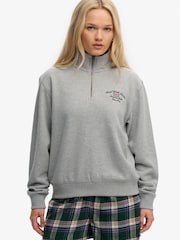 Grå - Superdry Athletic Essentials Graphic Half Zip-genser - Bilde 2 av 6