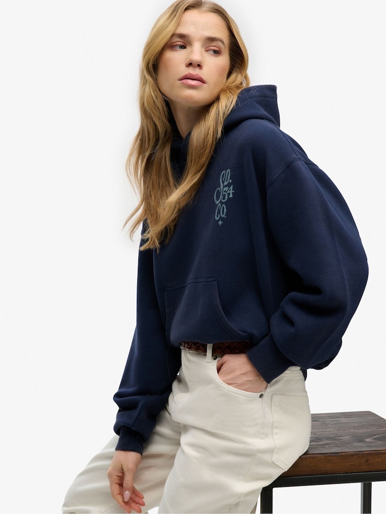 Superdry Blue Heritage Hamptons Hoodie - Image 1 of 7 Superdry Blue Heritage Hamptons Hoodie - Image 1 of 7