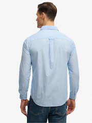 SUPERDRY Blue Pinstripe Cut Away Poplin Long Sleeve Shirt - Image 2 of 6