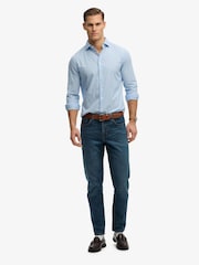 SUPERDRY Blue Pinstripe Cut Away Poplin Long Sleeve Shirt - Image 5 of 6