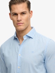 SUPERDRY Blue Pinstripe Cut Away Poplin Long Sleeve Shirt - Image 6 of 6
