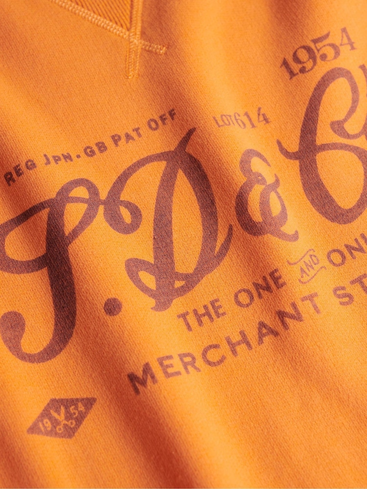 Superdry Orange Merchant Vintage Print Sweatshirt - Image 8 of 8