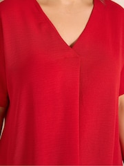 Evans Red Short Sleeve Notch Neck Airflow Top - Image 4 of 5