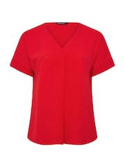 Evans Red Short Sleeve Notch Neck Airflow Top - Image 5 of 5